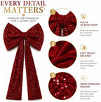 PartyPosh Oversized Deep Wine Red Velvet Sequin Bow 51"x25" - Image 4