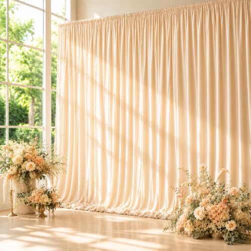 10ft x 10ft Champagne Backdrop Curtains for Parties, 2 Panels 5ft x 10ft Wrinkle-Free Polyester Photo Backdrop Drapes for Wedding Birthday Graduation Baby Shower Photography Background by Gewonelife