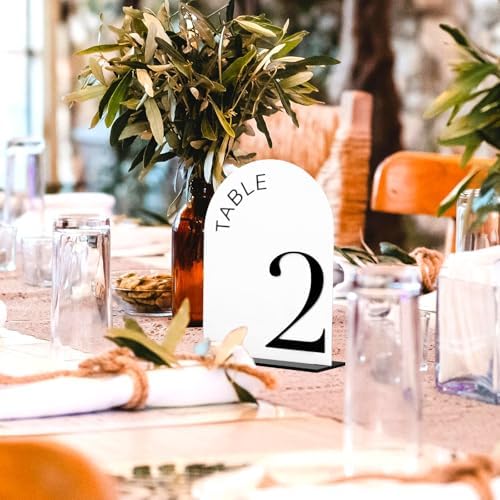 White Arch Wedding Table Numbers 1-15, Black Numbers and Stands - Image 4