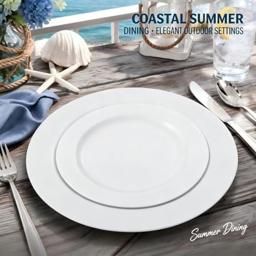 FLOWERCAT 60PCS White Plastic Plates - Heavy Duty White Disposable Plates for Outdoor/Fall Party/Wedding -serve for 30 guests Include 30PCS 10.25" & 30PCS 7.5" Plates for Thanksgiving - Image 2