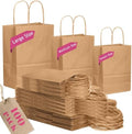 qiqee 100-Packs Brown Paper Gift Bags with Handles Bulk Assorted Sizes(33pcs Large 13", 33pcs Medium 11", 34pcs Small 8") by Qiqee