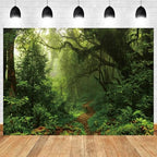 6x4ft Jungle Forest Backdrop Spring Woodland Green Rainforest Photography Background Dirt Road Nature Scenery Birthday Baby Shower Banner Decorations Kids Adults Portrait Photo Booth Prop - Image 2