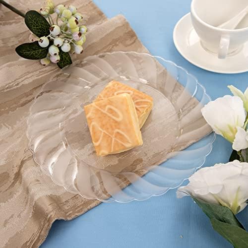 U-QE 60 Pieces Clear Plastic Plates - 10.25 Inch Clear Disposable Plates - Image 3