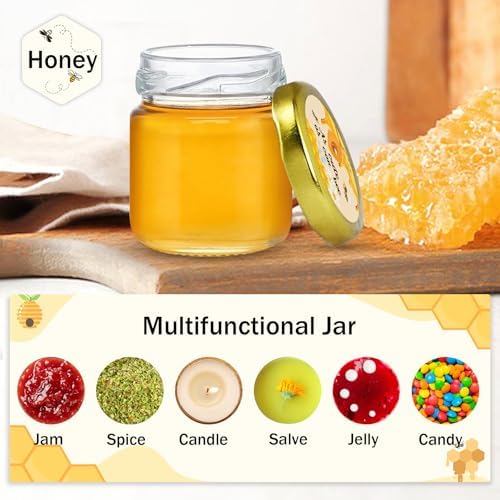 Aliggbent 126 Pack Mini Honey Jars 1.5 oz Round Glass Dippers with Labels - Image 4