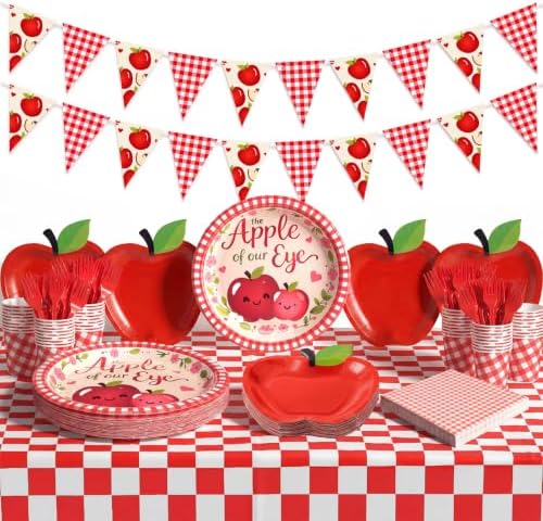 128 Pcs Apple of Our Eye Baby Shower Party Decoration Supplies by Ferrochef