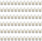 Housecret 72 Pack Warm White Unscented Clear Glass Filled Votive Candles. Hand Poured Wax Candle Ideal Gifts for Aromatherapy Spa Weddings Birthdays Holidays Party by Housecret