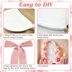 Pink Bows Arch Backdrop Cover Kit 6FT, Stretchy White Photography Background Stand Cover with 44 Satin Bows for Bridal Baby Shower Birthday Party 3D Bowknot Princess Photo Booth Decor - Image 4