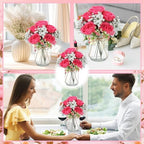Zeyune 12 Sets Mason Jar Flowers Centerpiece Table Decorations,Hot Pink - Image 5
