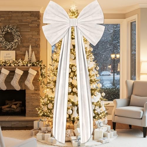 Suncalla 40 x 80 Inch Extra Large White Velvet Bow for Backdrop, Xmas Tree - Image 5