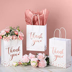 Tinlade 30 Pcs Thank You Gift Bags Small with Tissue,Rose Gold - Image 2
