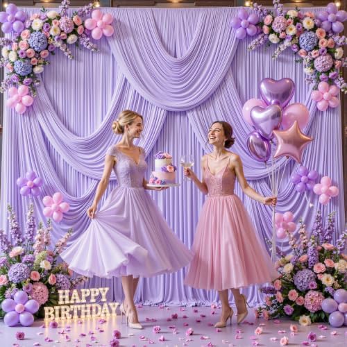 10x10 Lavender Backdrop Curtain for Parties Wedding Wrinkle Free Light Purple Photo Curtains Backdrop Drapes Fabric Decoration for Baby Shower Photoshoot 5ft x 10ft,2 Panels - Image 2