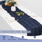 16 Pack Navy Blue Cheesecloth Table Runners 20x120 Inch Gauze Table Runner Cheese Cloth 10FT Blue Table Runner Rustic Sheer Runner for Wedding Baby Shower Birthday Party Table Decor - Image 6