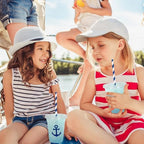 Whaline 50Pcs Nautical Disposable Plastic Cups with Lids and Straws 12 Oz Blue Anchor Cold Beverage Drinking Cups for Ocean Theme Birthday Party Supplies - Image 6