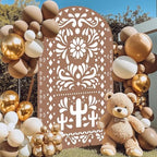 Withu Mexico Brown Arch Backdrop Cover for Baby Shower Mexican Talavera Fiesta Wedding Bridal Shower Baptism Birthday Party Arched Wall Decoration Doubleside Banner Background 3.3x6ft - Image 2