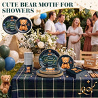 Suclain 150 Pcs Green Blue Tartan Plaid Disposable Plates and Napkins - Image 4