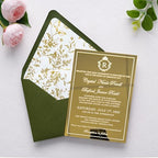PONATIA A7 Euro Flap Gold Foil Liner Envelopes, Olive Green 5x7 Envelopes - Image 4