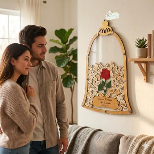Personalized Enchanted Rose Dome Wedding Guest Book Alternative Frame - Image 2