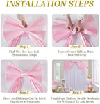 Big Pink Bow for Backdrop Giant Bows Birthday Party Decorations Large Giant Bow Decor, Pink Giant Satin Bow Decoration for Wedding Baby Shower Birthday Photo Booth Arch Wall Decor 24"x16" - Image 3