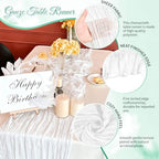 White Boho Cheesecloth Table Runner 12 Pack 17x108 Inch Sheer Gauze - Image 3