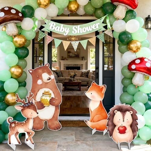 Woodland Animals Party Decorations, 4 Pack 31" x 16" Large Woodland Animals Cardboard Cutouts Stand Up, Forest Theme Photo Booth Props for Birthday Party Baby Shower Classroom Decoration - Image 6