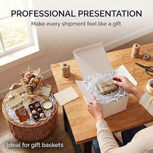 BOX USA White Crinkle Paper Filler (10lb) - Shredded Paper for Basket Stuffing, Shipping, Packaging, Confetti, Crafts & Holidays - Crinkle Cut - Image 2