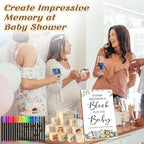 97 Pcs Baby Shower Game Sign Set Includes Decorative Square Signs 56 DIY Blank Wooden Blocks 20 Fabric Pens Baby Shower Game Prizes - Image 6