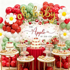 Costova Apple Baby Shower Decorations, Apple Of Our Eye Party Supplies with Balloon Boxes Red White & Green Balloons Apple Pattern Backdrop - Image 4