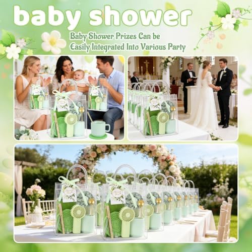 6 Set Green Summer Baby Shower Prizes for Game Winners Gifts With Mug, Fans - Image 2