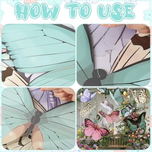 30 Pcs Large Butterfly Party Decoration 3D Vintage Hanging - Image 5