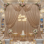 40ft x 10ft Champagne Sequin Backdrop Curtains for Party Wedding Shimmer Curtain Backdrop Prom Sparkly Glitter Fabric Photo Backdrop Drapes for Birthday Party Photography Baby Shower 5x10FT, 8 Panels - Image 3