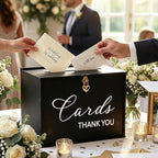 Extra Large Card Box with Lock & Slot, Gothic Black Wedding Card Boxes for Reception Money Gift Envelope, Spacious Gift Cards Holder Box for Black Party Graduation Funeral Charity Table Decor - Image 3