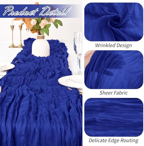 30 Pack Royal Blue Cheesecloth Table Runner 17 x 108 inch Cheese Cloth Table Runners 9ft Terracotta Table Runner Rustic Romantic Sheer Gauze Runner for Wedding Party Baby Shower Table Decoration - Image 3