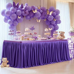 Partisky Purple Polyester Table Skirt for Rectangle Tables 17ft, Wrinkle Resistant Pleated Ruffle Table Cloth for Banquet Wedding Trade Baby Shower Display Gift Dining Table - Image 3