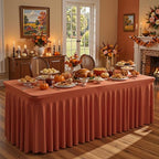 2 Packs Terracotta Spandex Tableclothes for 8 Foot Rectangle Tables, Wrinkle Free 8ft Fitted Table Cover Stretch Table Cloth Desk Skirt for Weddings Baby Shower Birthday Party Banquet Decorations - Image 4