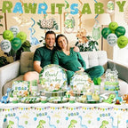 Hombae Dinosaur Baby Shower Decorations Boy, Hatching Soon Baby Shower Party Supplies with Rawr It's a Boy Tableware, Plates, Napkins, Hanging Swirls for Boys Dino Theme Party, Serves 24 - Image 6