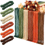 6 Pcs Fall Thanksgiving Cheesecloth Table Runners 118" Boho Gauze by Windkream