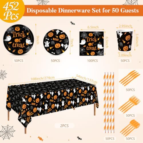 Ceenna Halloween Trick or Treat Party Supply Decoration for 50, Orange - Image 3