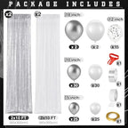 SmoothNovelty 137 Pcs White Silver Sequin Curtains Balloon Garland Kit - Image 3