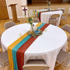 6 Pcs Terracotta and Teal Green Cheesecloth Table Runner 118" - Image 5