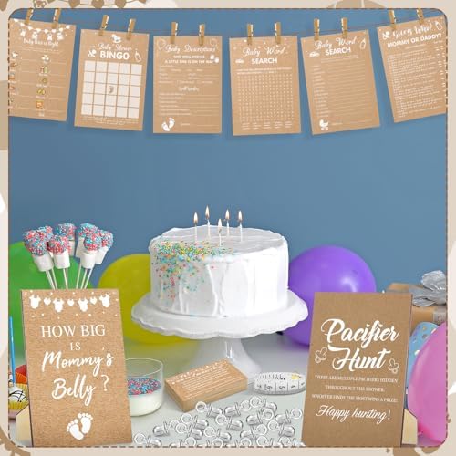 Sherr 424 Pcs Baby Shower Pacifier Hunt Games Kraft Paper - Image 5