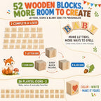 Baby Shower Games, 117-Piece Baby Blocks for Baby Shower with 52 Wooden ABC Blocks to Decorate, 24 Acrylic Markers, 40 Stencils and Game Sign, Woodland Gender Reveal Game for Boy or Girl - Image 2