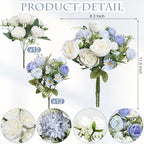 Bundles Artificial Peonies, 24 Bundles - Dusty Blue & White - Image 3