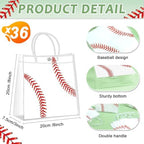 36Pcs Baseball Clear PVC Gift Bags With Handles Bulk Sport Theme Goodie Treat Candy Bags Rugby Team Present Wrap Tote Bag for Boys Birthday Party Favor Baby Shower Decorations Supplies 8 x 8 x 3in - Image 2