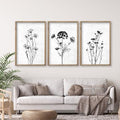 flowtorely Flower Plant Wall Art Decor 16"x11" Set of 3 Black And White by flowtorely
