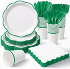 350 Pcs Green Rim Paper Plates and Napkins Party Supplies by Unknown