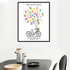 DIY Fingerprint Painting Canvas Bicycle Balloons Guest Book with Ink Pad Personalized Sign in Book for Wedding Graduation Teacher Retirement Party Decorations -80x120cm - Image 4