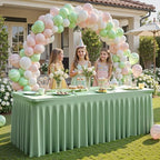 1 Pack Sage Green Spandex Tableclothes for 8 Foot Rectangle Tables, Wrinkle Free 8ft Fitted Table Cover Stretch Table Cloth Desk Skirt for Weddings Baby Shower Birthday Party Banquet Decorations - Image 3