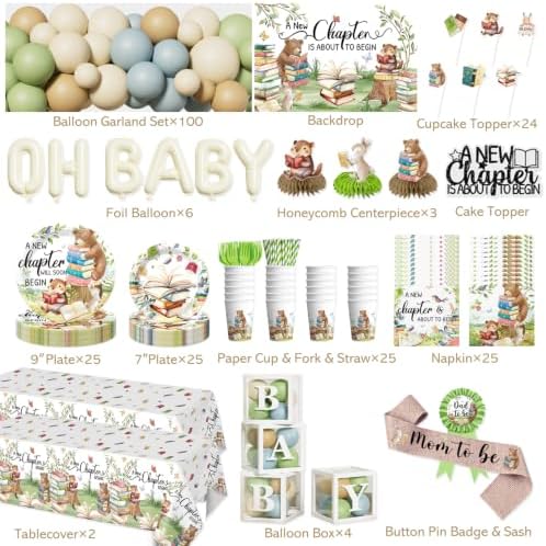 297PCS Cocomigo Green A New Chapter Begins Baby Shower Kit, 25 Guests - Image 2