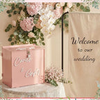 BreezeHug 10" Blush Pink Acrylic Wedding Card Box with Lock & 3D Letters - Image 6