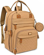 BabbleRoo Diaper Bag Backpack - Baby Essentials Travel Tote - Multi function Water Resistant Diaper Bag, Travel Essentials Baby Bag with Changing Pad, Stroller Straps & Pacifier Case - Unisex, Beige by BabbleRoo
